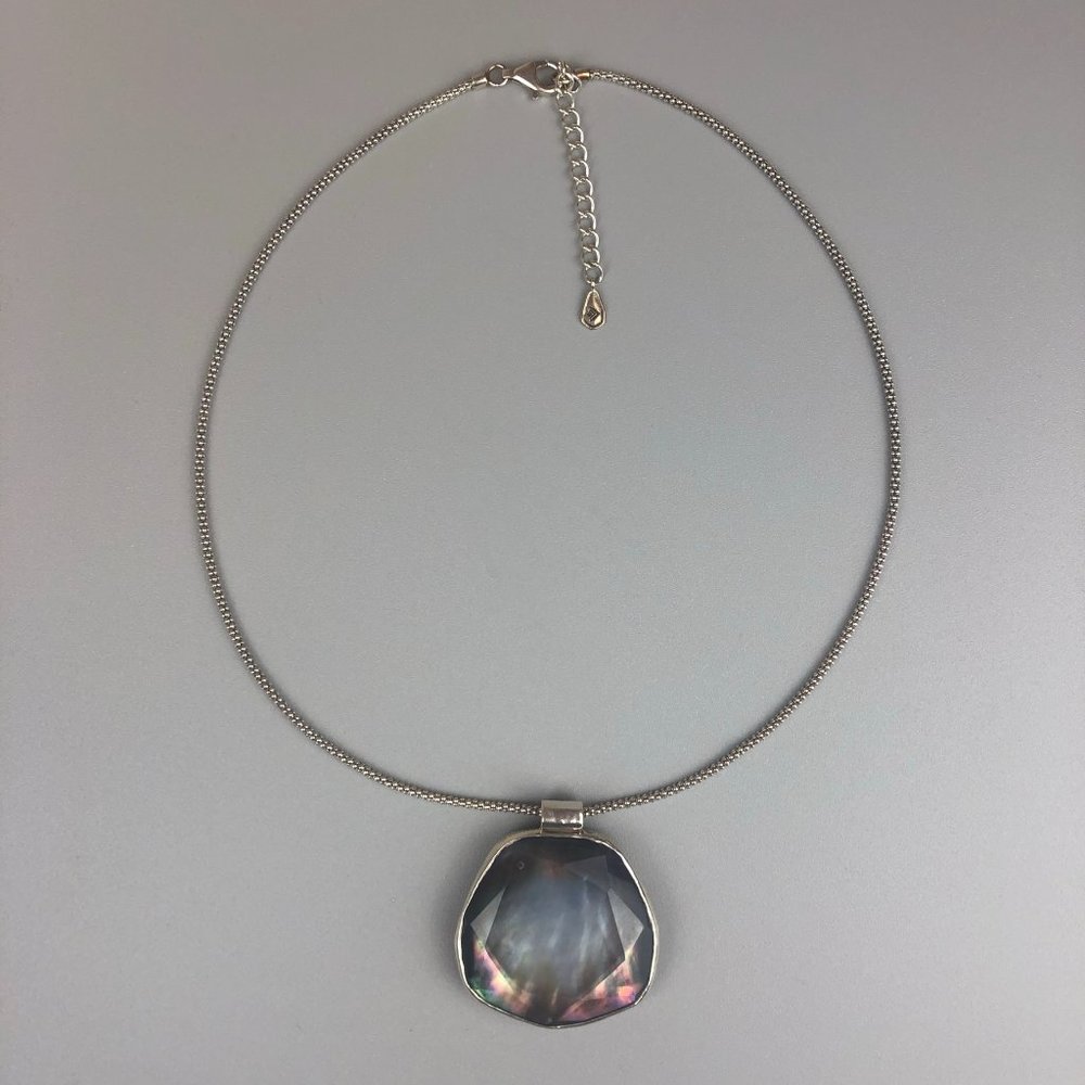 Silpada Sterling Silver Reversible Rock Crystal Black Lip Shell Quartz Elements